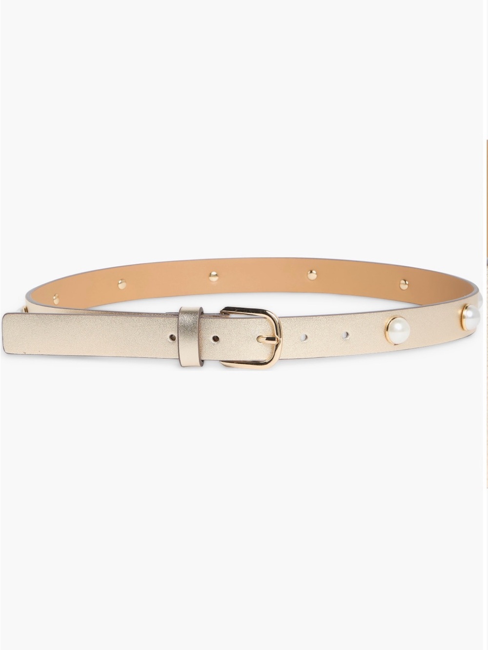 Kate Spade NY, Pearl-Accent Metallic Women's Waist Belt - Gold. New with tags